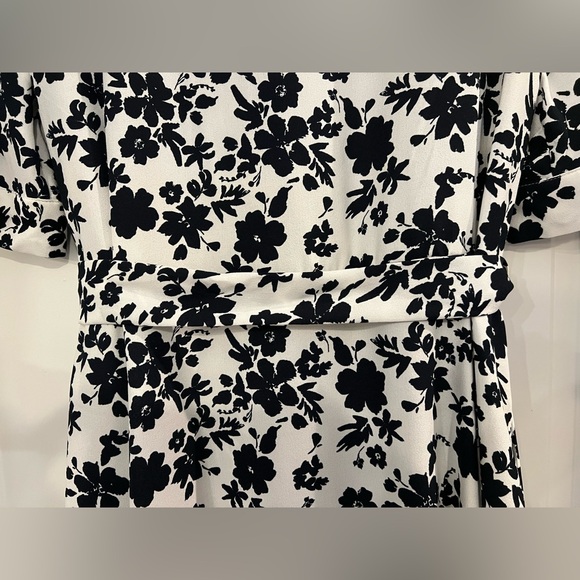 Calvin Klein Black and White Floral Midi Dress - Like New - Picture 6 of 8